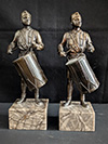Presented as a pair two Hitler Youth drummers cast in metal on marble bases
